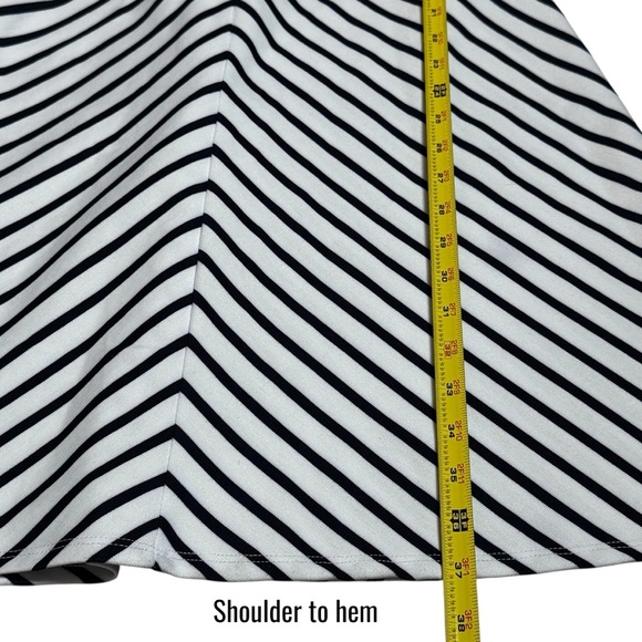 Draper James Navy Blue Chevron Stripe Midi Dress Coastal Yacht Club Adjustable M - Picture 12 of 12